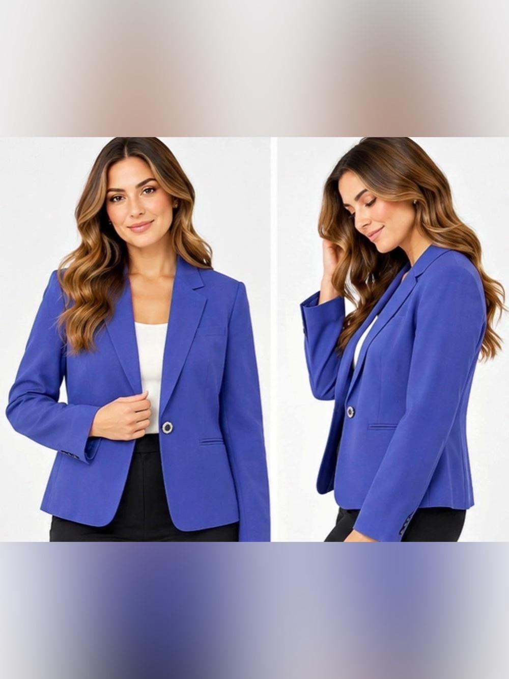 Tahari Arthur S. Levine Linen Blend Blazer in Blue Size 16W Like New